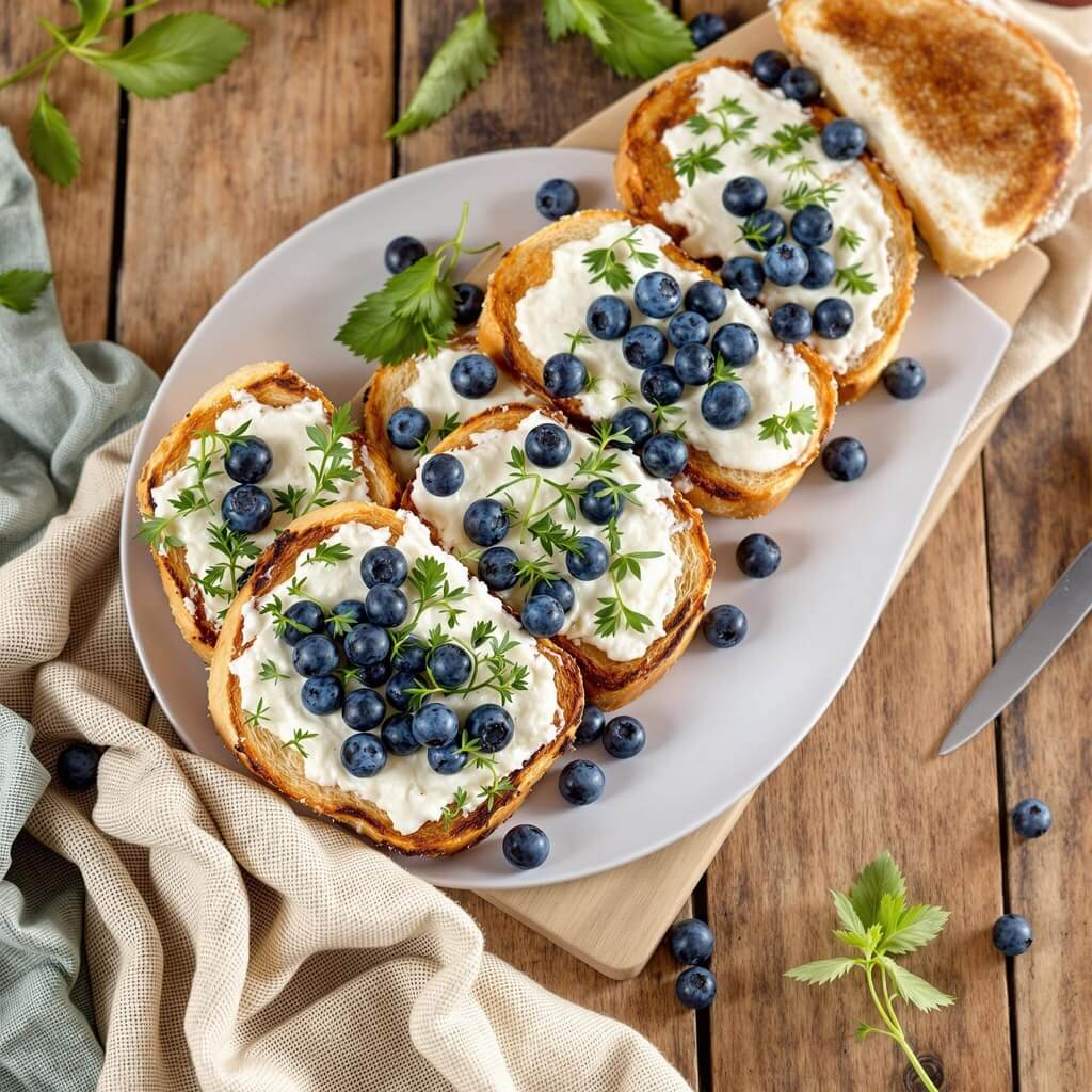 블루베리 리코타 브루스케타: 건강하고 맛있는 간식 아이디어