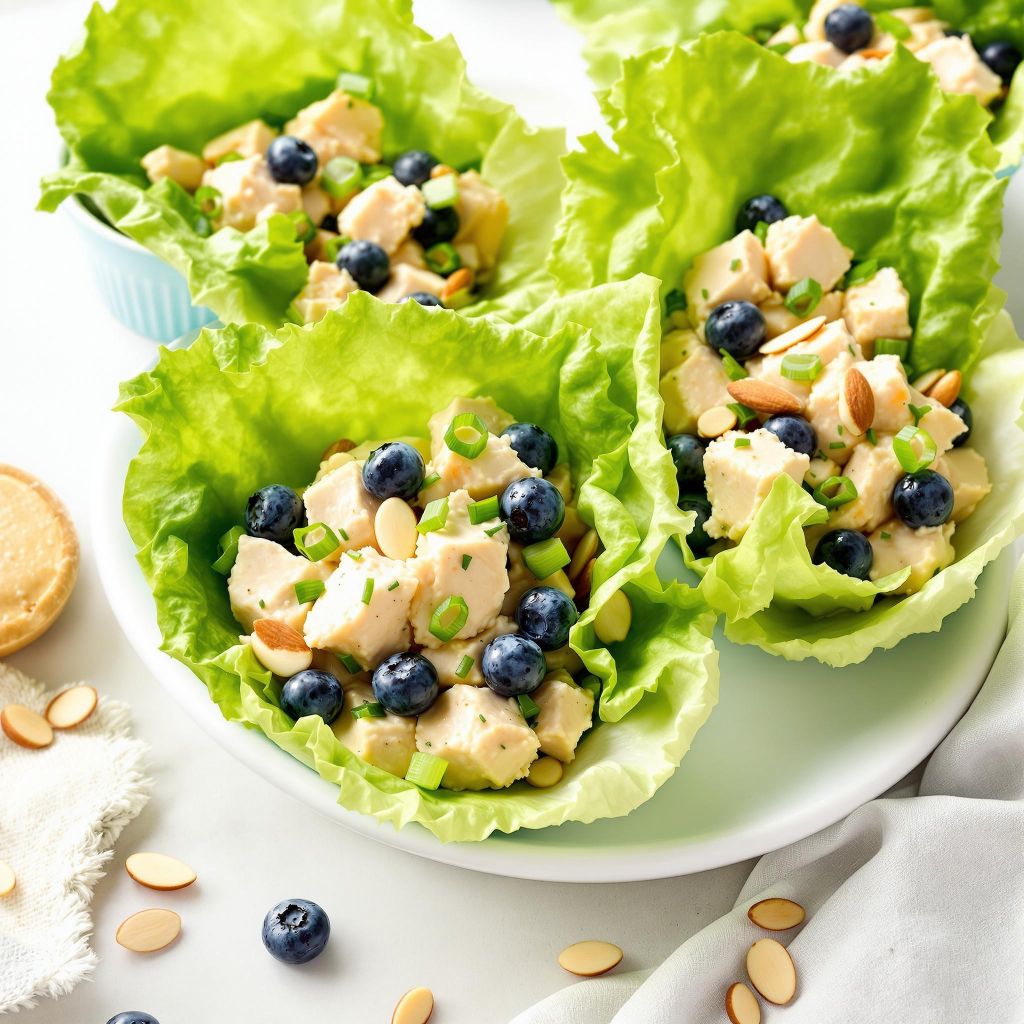 블루베리 아몬드 치킨 샐러드 상추 쌈: 건강과 맛을 동시에