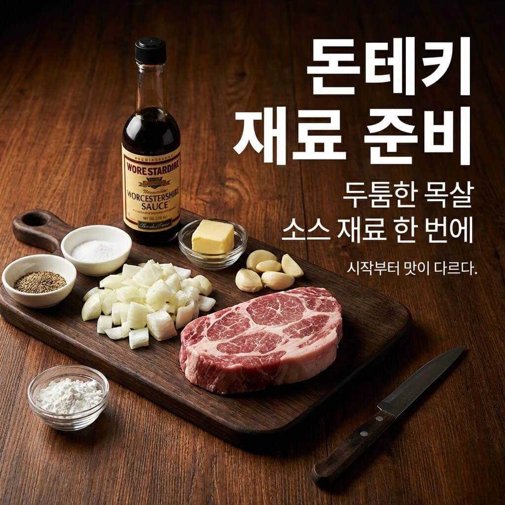[돈테키 레시피] 진짜 일본식 돼지고기 스테이크 | 재료 준비 단계