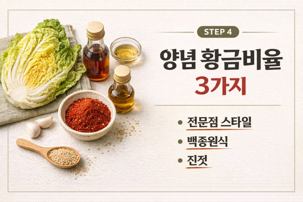봄동 겉절이 양념 황금비율 3가지 (4인분 기준)
