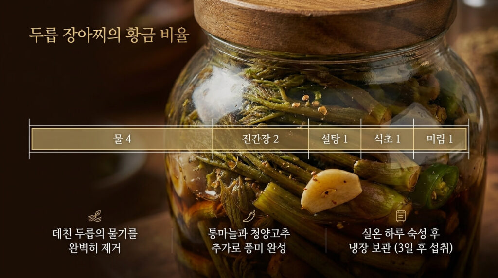 두릅 장아찌 담는법: 단계별 순서